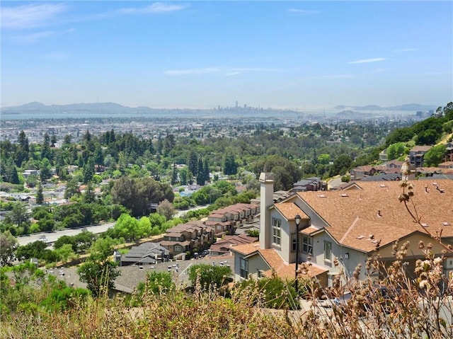 aerial view with a mountain view