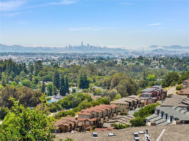 drone / aerial view featuring a mountain view