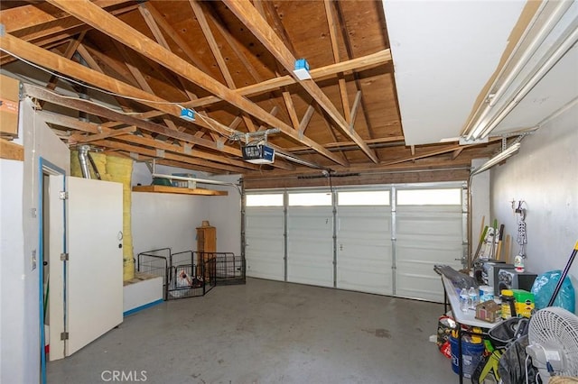 garage with a garage door opener