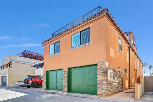 view of home's exterior with a garage