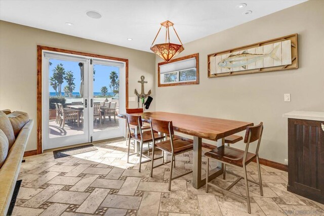 dining room featuring french doors