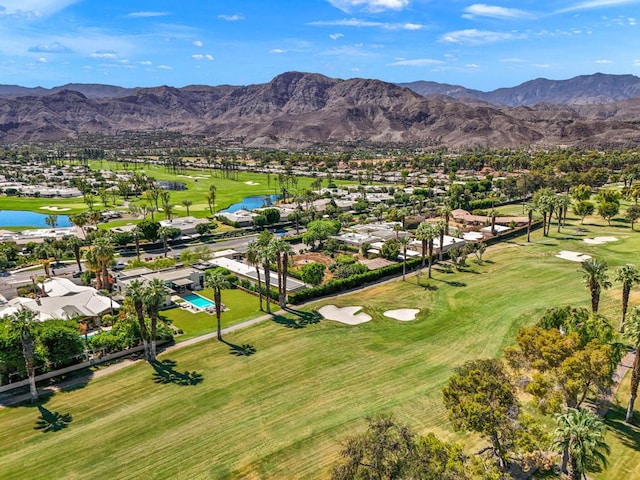 aerial view with a water and mountain view