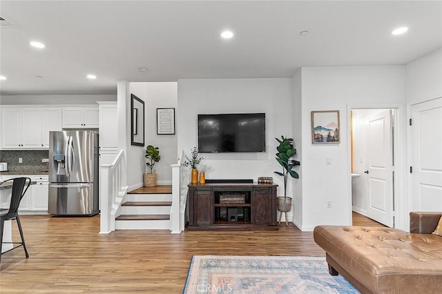 living room with light wood-type flooring