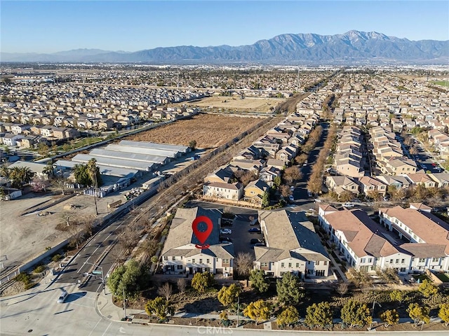 bird's eye view with a mountain view