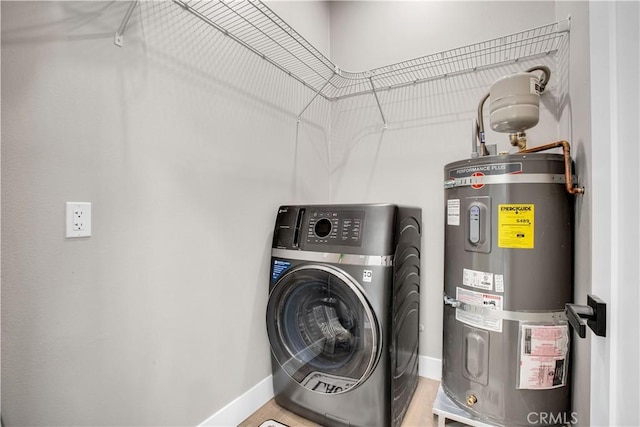 laundry room with washer / dryer and water heater