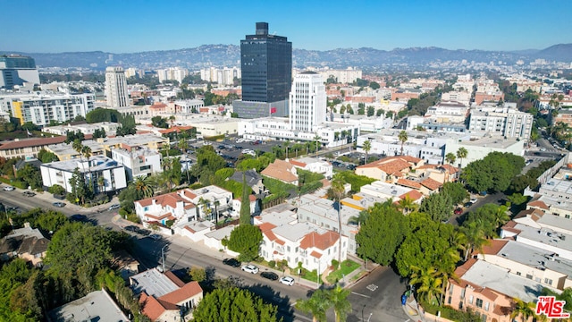 birds eye view of property featuring a mountain view