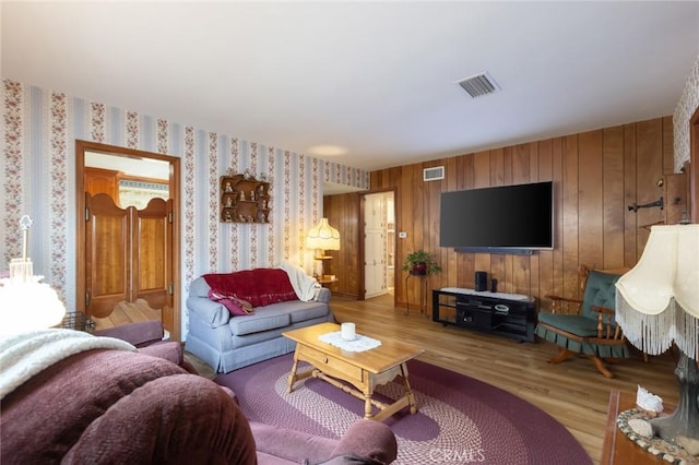 living room with light wood-type flooring