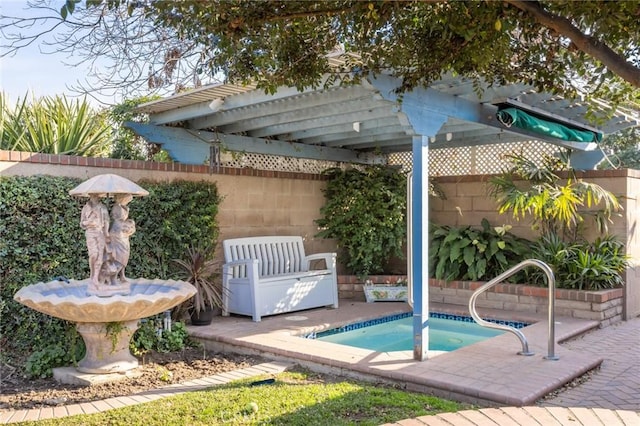 view of pool with a patio and a pergola