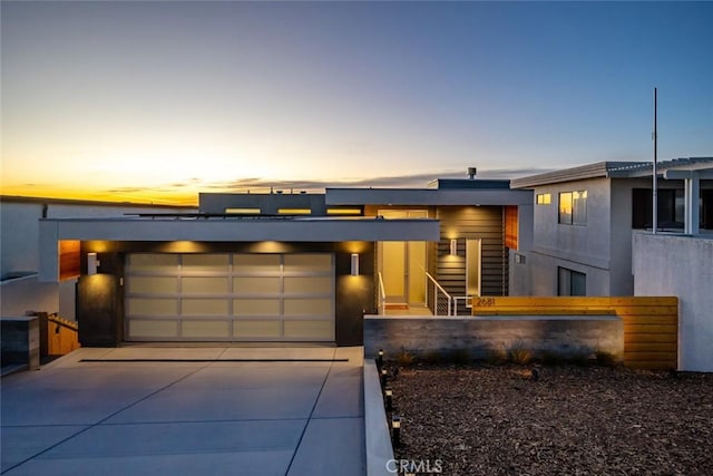 contemporary home featuring a garage