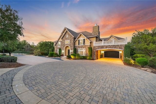 view of front of home with a garage