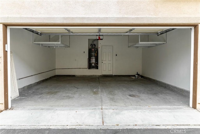 garage with strapped water heater