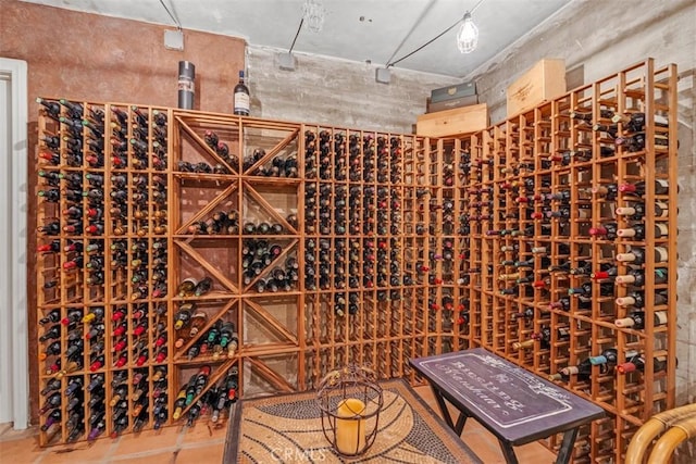 wine cellar featuring tile patterned floors