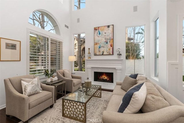 sitting room featuring a high ceiling