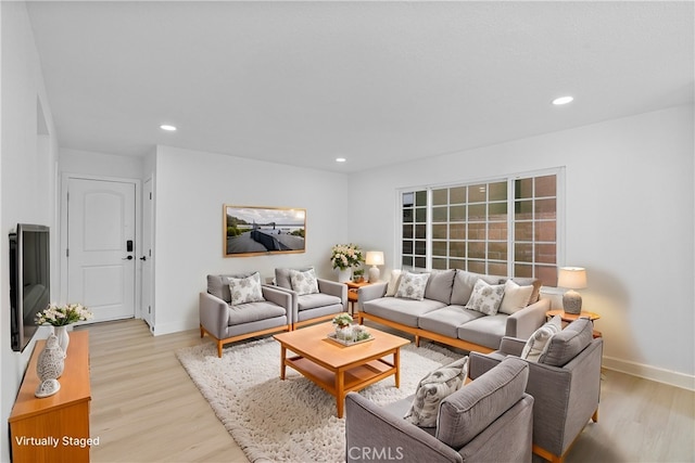 living room with light wood-type flooring