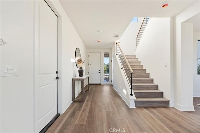 foyer featuring wood-type flooring