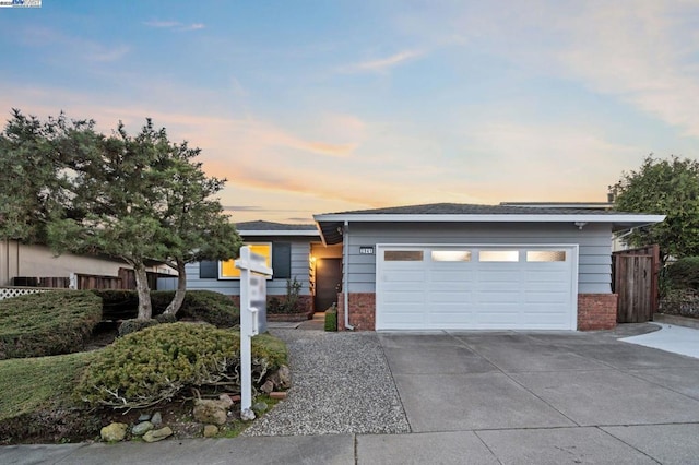 view of front of house with a garage