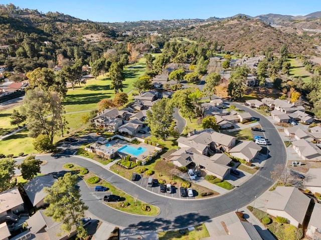 aerial view with a mountain view