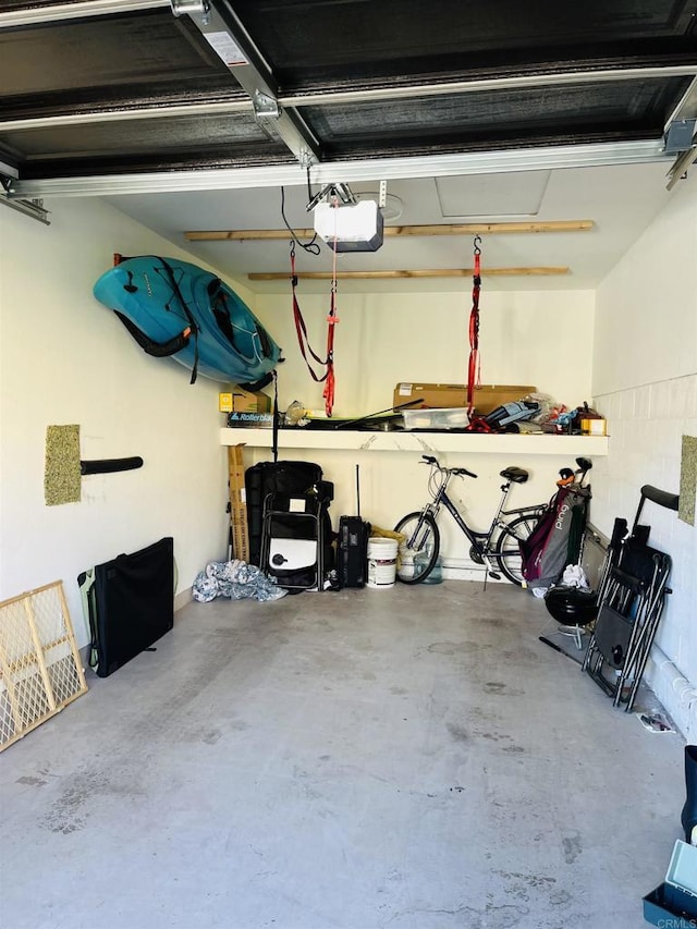 garage with a garage door opener