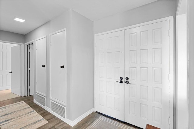 entryway featuring dark wood-type flooring