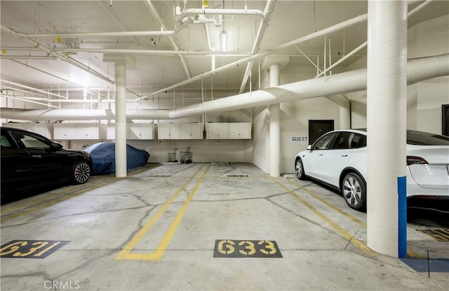 parking garage with electric panel