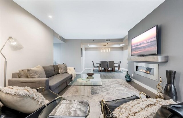 living room featuring light hardwood / wood-style floors