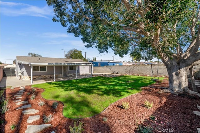 view of yard with a patio area