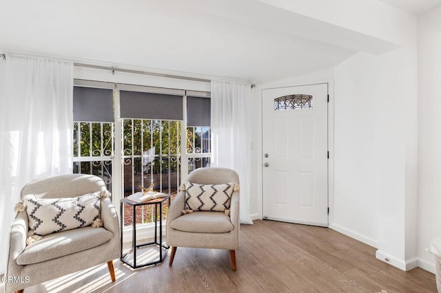 sitting room featuring light hardwood / wood-style floors