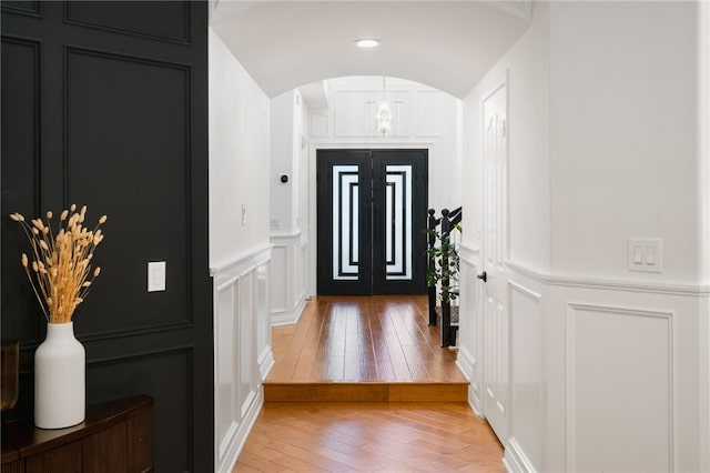 entrance foyer with light hardwood / wood-style floors