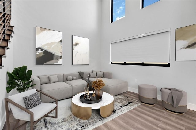 living room with wood-type flooring