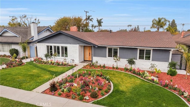 ranch-style home featuring a front yard