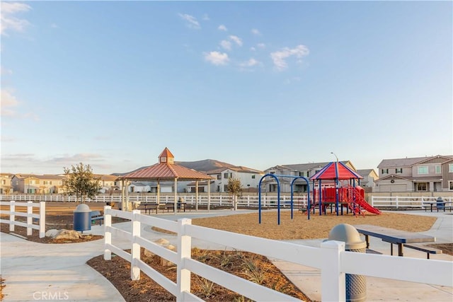 view of jungle gym with a gazebo