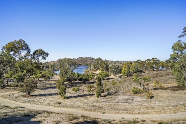 view of landscape with a rural view and a water view