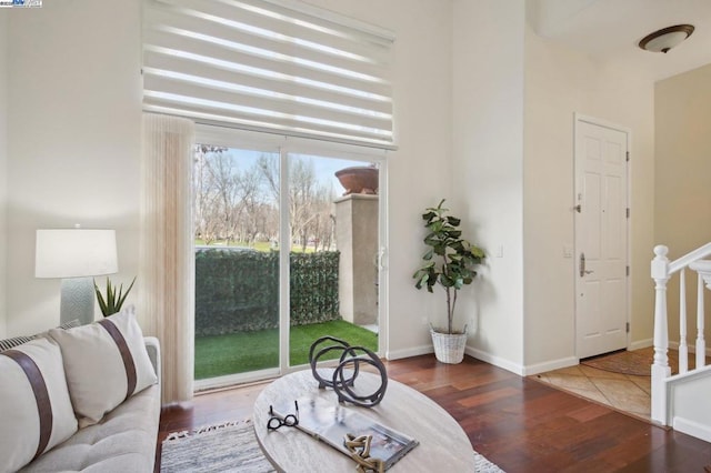 living area with wood-type flooring