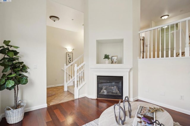 living room with hardwood / wood-style floors