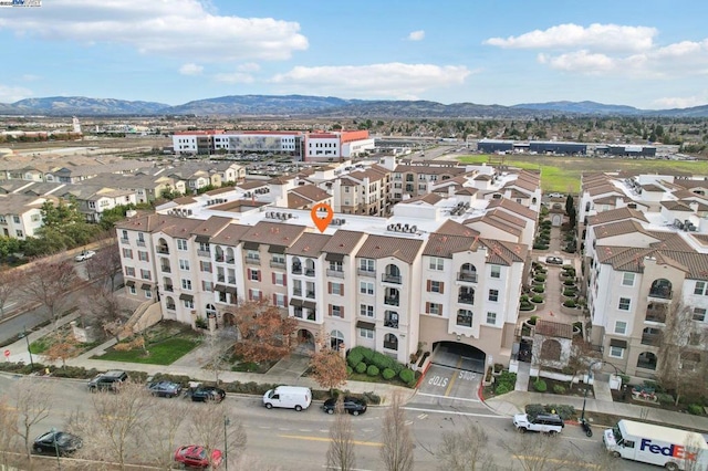 bird's eye view with a mountain view