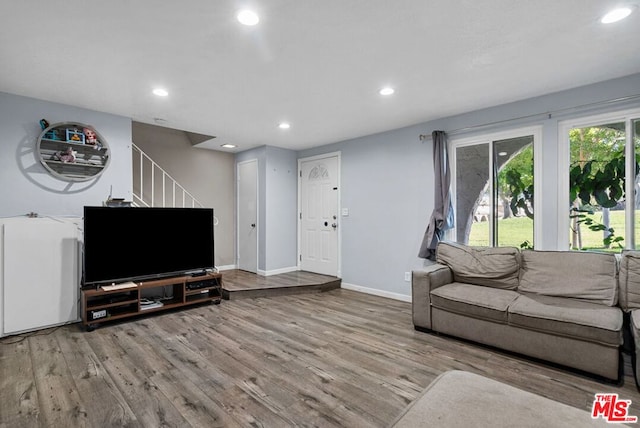 living room featuring light wood-type flooring