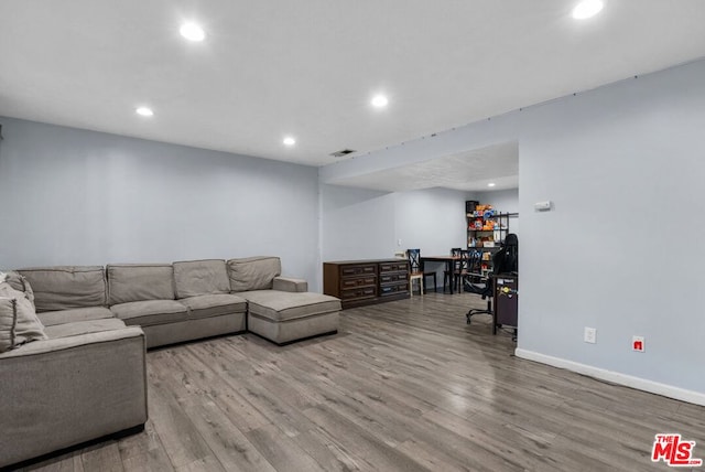 living room with light wood-type flooring