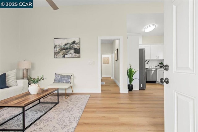 living room with light wood-type flooring