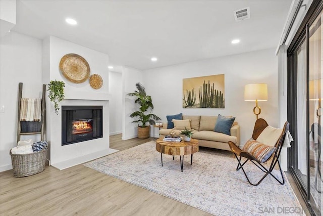 living room featuring light hardwood / wood-style floors