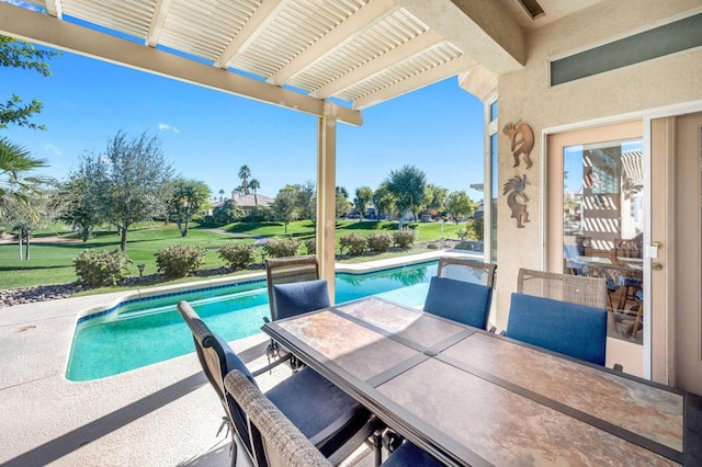 view of pool featuring a patio and a pergola