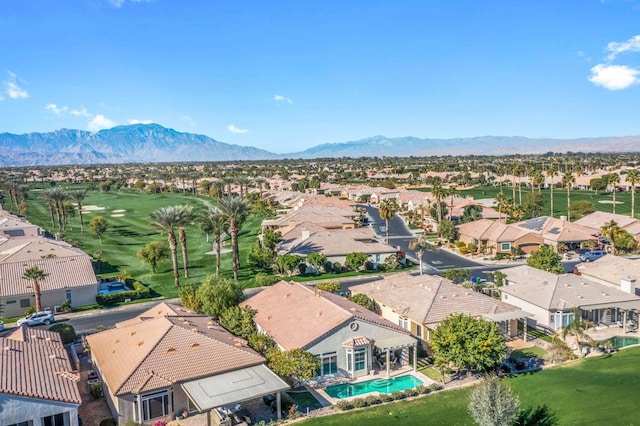 drone / aerial view featuring a mountain view