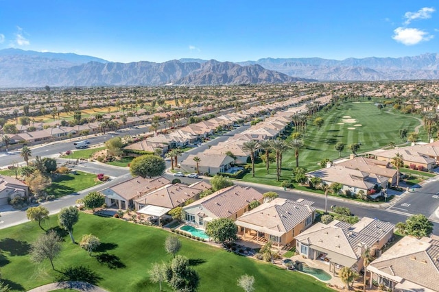 bird's eye view with a mountain view