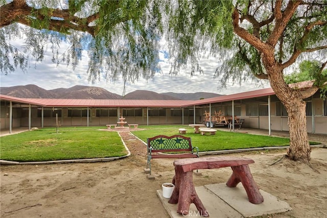 view of community featuring a mountain view