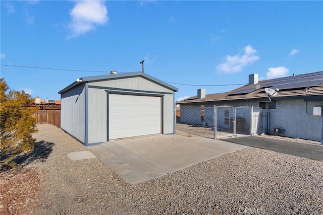 garage with solar panels