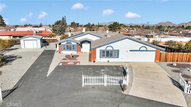 view of front facade with a mountain view