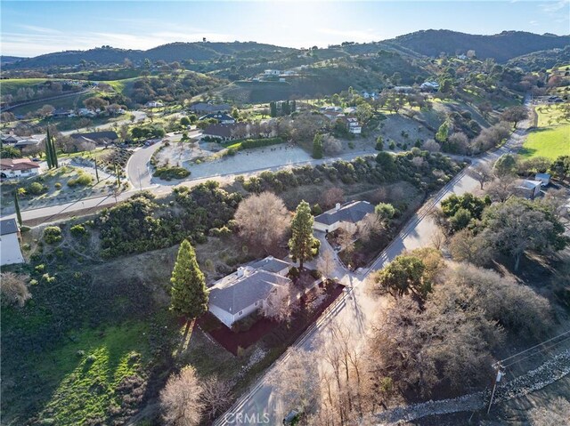 drone / aerial view with a mountain view