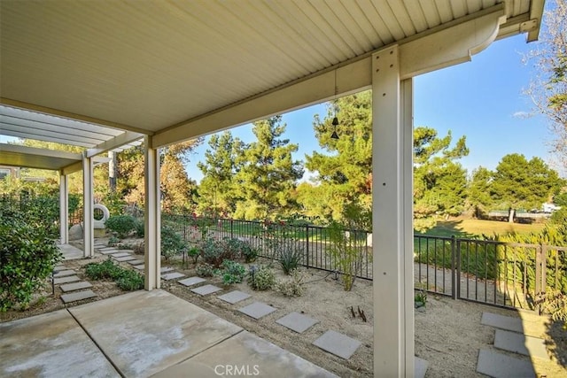 view of patio featuring a fenced backyard and a pergola