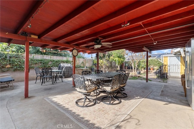 view of patio / terrace with ceiling fan