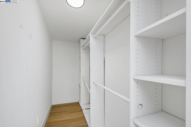 walk in closet featuring light hardwood / wood-style flooring