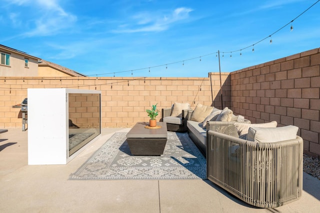 view of patio featuring an outdoor living space